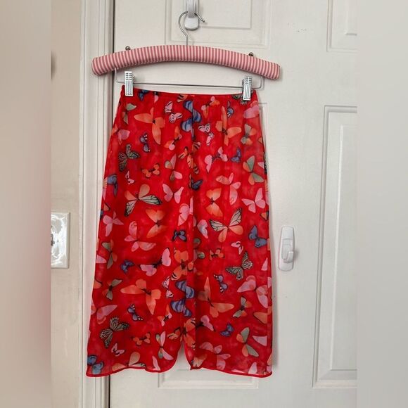 VTG Vanity Fair Red Butterflies Nylon Slip Size S - Picture 8 of 11